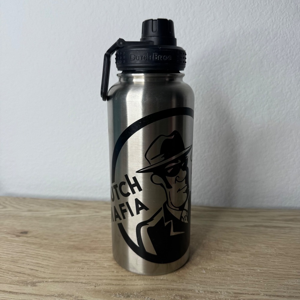 Dutch Bros Coffee Dutch Mafia Stainless Steel 32oz Insulated Water Bottle Silver